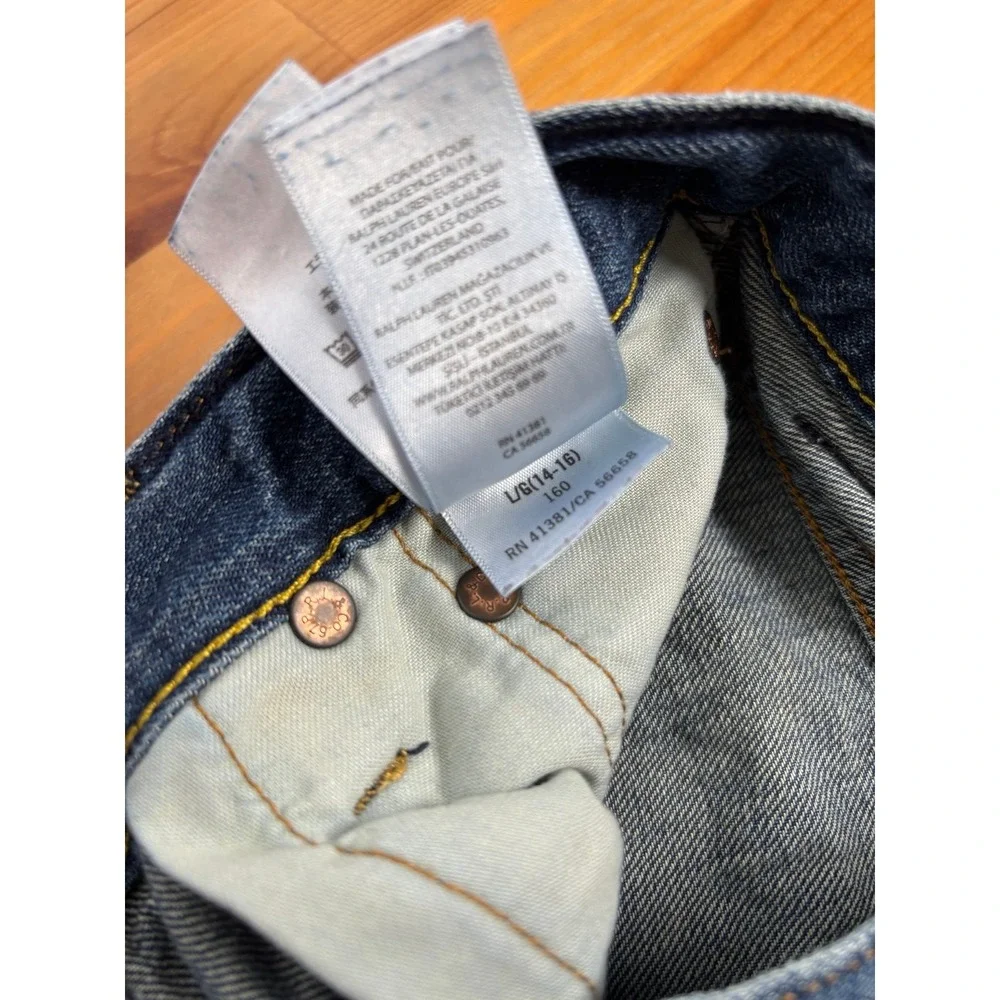 Vintage Polo Ralph Lauren Boys Sullivan Slim Navy Embroidered Jeans‎ Size 14/16